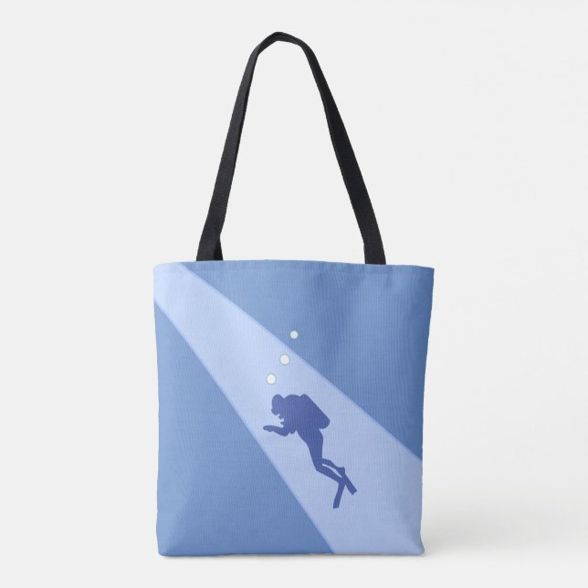 Bolsa Tote Mergulhador de Escafandro Azul (Verso)