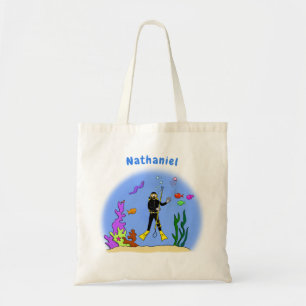Bolsa Tote Mergulhador engraçado e criaturas de peixes, dese