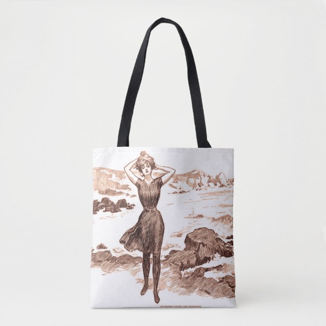 Bolsa Tote Mermaid Beach Gibson Girl Victorian Antiguidade (Frente)