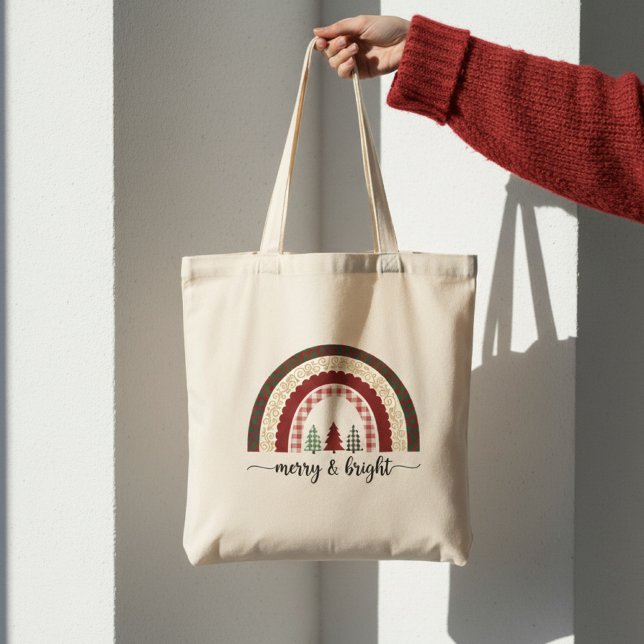 Bolsa Tote Merry and Bright Christmas – Festive Holiday (Criador carregado)