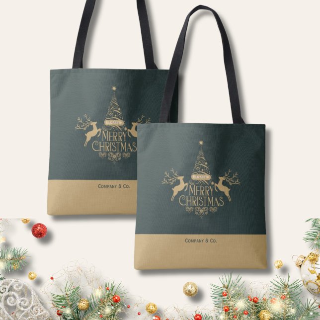 Bolsa Tote Merry Christmas Custom Name for Corporate Team (Criador carregado)