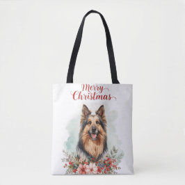 Bolsa Tote Merry Christmas Dog Festive Holiday Shopping