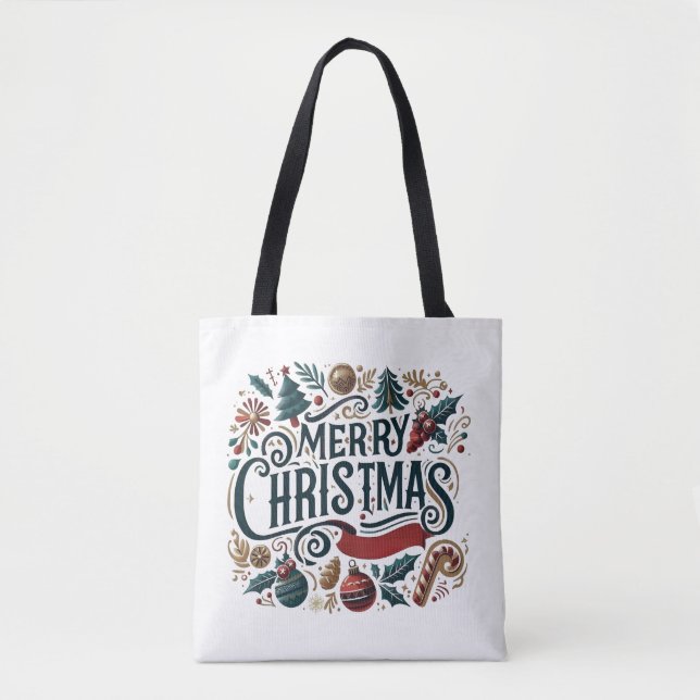 Bolsa Tote Merry Christmas Festive & Heartfelt  (Frente)