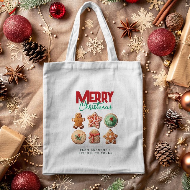 Bolsa Tote Merry Christmas Holiday Baking Festive Cookies (Criador carregado)