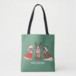 Bolsa Tote Merry Christmas Pit Bull Cães