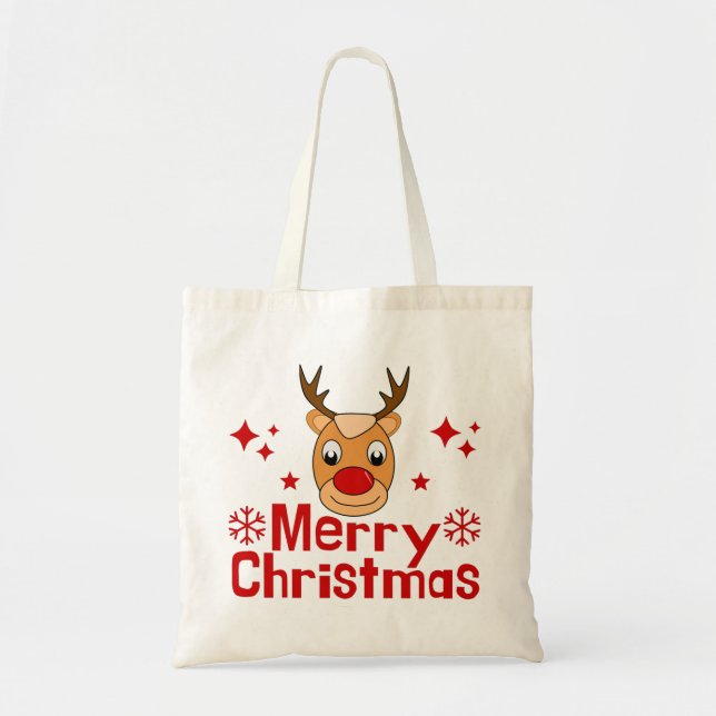 Bolsa Tote Merry Christmas Reindeer (Frente)