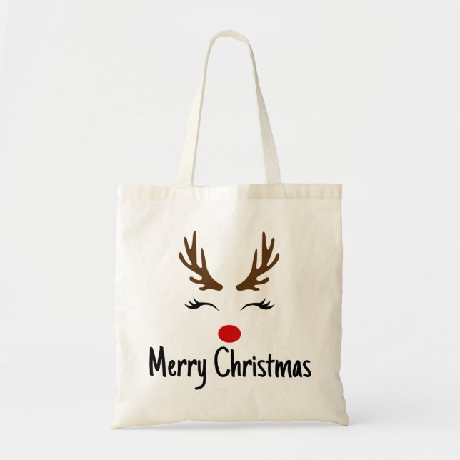 Bolsa Tote Merry Christmas Reindeer (Frente)