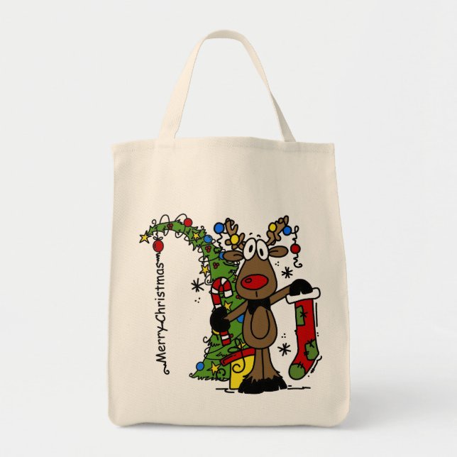Bolsa Tote Merry Christmas Reindeer (Frente)