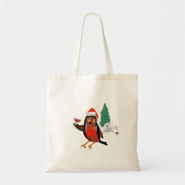 Bolsa Tote Merry Christmas Robin Tote Bag (Frente)