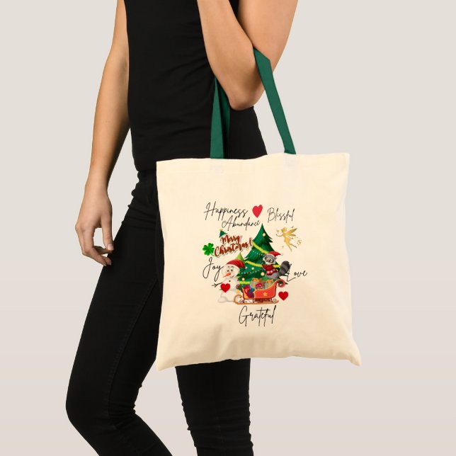 Bolsa Tote Merry Christmas Tote Bag | Festive Holiday Gift  (Frente (produto))