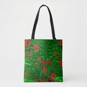 Bolsa Tote Merry Christmas Tree Branch and Stars