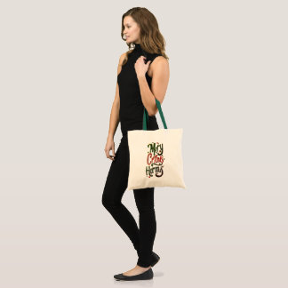 Bolsa Tote Merry Christmas Typography Canvas Tote Bag 
