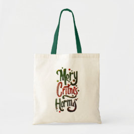 Bolsa Tote Merry Christmas Typography Canvas Tote Bag 