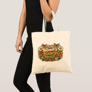 Bolsa Tote Mês da História da Mulher Retro 70s Floral Groovy