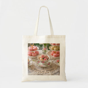 Bolsa Tote Mesa floral, xícaras, pratos com camadas rainha do
