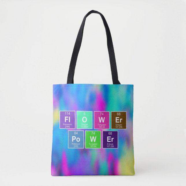 Bolsa Tote Mesa periódica química de elementos: FlOWEr PoWEr (Frente)