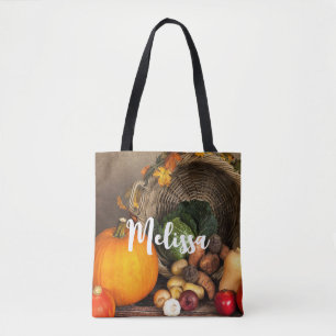 Bolsa Tote Mesa rustica de Ação de Graças e colheita abundant