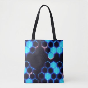 Bolsa Tote Mesmerização de Azulejos Holográficos Cyberpunk He