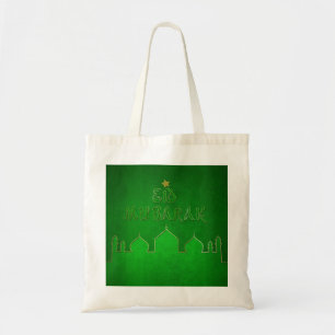 Bolsa Tote Mesquita Dourada Verde Eid Mubarak
