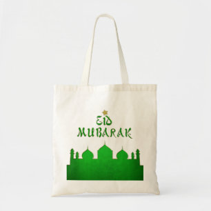 Bolsa Tote Mesquita Dourada Verde Eid Mubarak