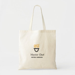 Bolsa Tote mestre chef adicione nome panela preta fumaça de f