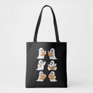 Bolsa Tote Mestre de Halloween Fantasma Lendo Livros Bibliote