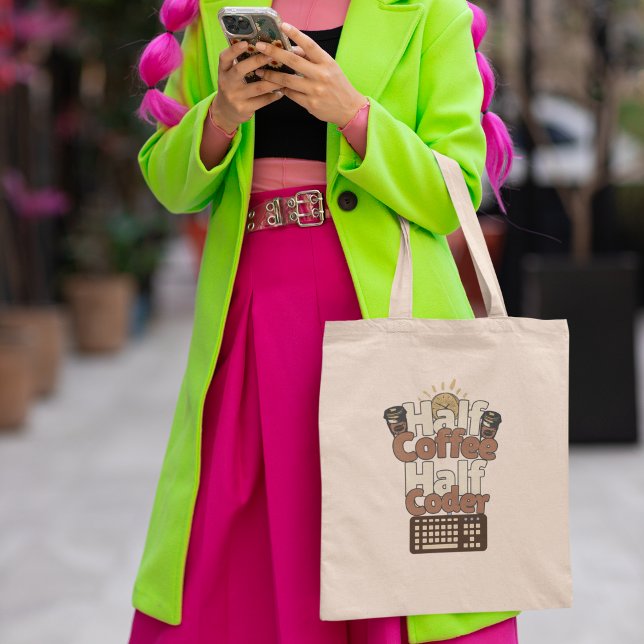 Bolsa Tote Metade Café, Metade Programador (Criador carregado)