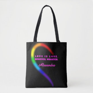 Bolsa Tote Metade Esquerda do Casal Orgulho Coração Nome Pers