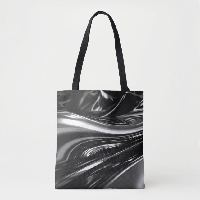 Bolsa Tote Metal Prateado Fluindo (Frente)