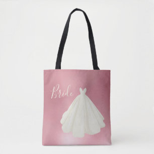 Bolsa Tote Metálico Cor-de-Rosa de Script Brilhante de Casam