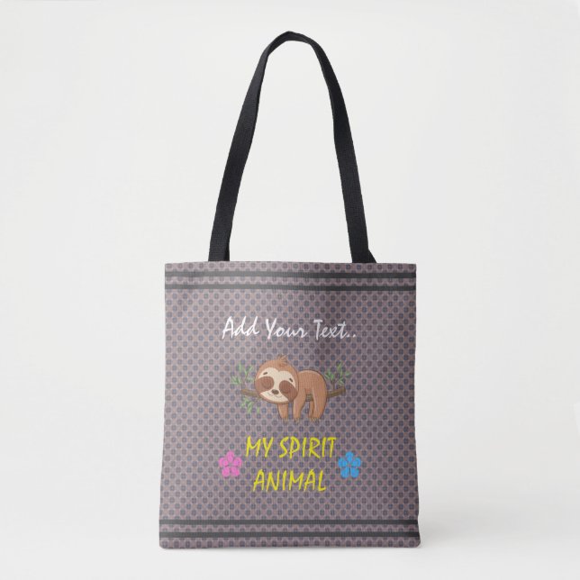 Bolsa Tote Meu Animal Espiritual | Preguiça Fofo Dormindo (Frente)