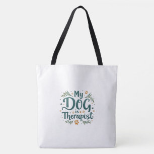 Bolsa Tote Meu Cachorro é meu Terapista - Grande Saco de Ombr