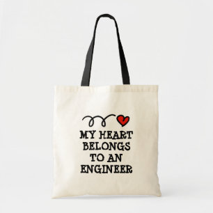 Bolsa Tote Meu coração pertence a uma canvas engenheiro fof