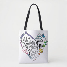 Bolsa Tote Meu espaço Sewing é minha sacola feliz do lugar