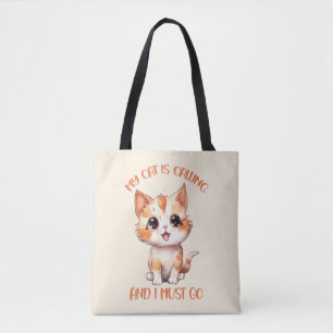 Bolsa Tote Meu Gato Está Chamando Gato Laranja