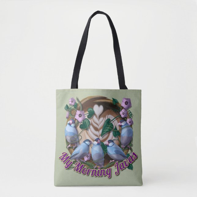 Bolsa Tote Meu JAVA matinal com pardais (Frente)