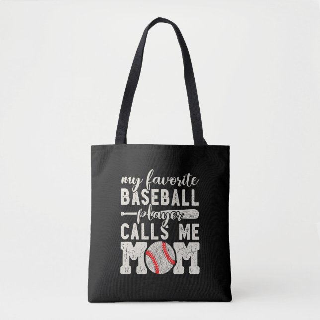 Bolsa Tote Meu Jogador De Beisebol Favorito Me Chama Mãe Garo (Frente)