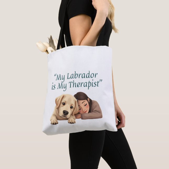 Bolsa Tote Meu Labrador é Meu Terapeuta – Camiseta Engraçada  (Close Up)