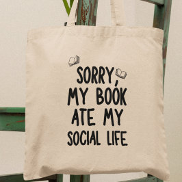 Bolsa Tote Meu livro "Ate my Social Life Fun Bookworarian"