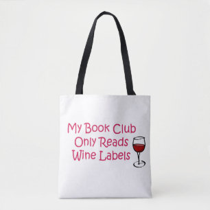 Bolsa Tote Meu Livro Clube Lê Apenas Etiquetas De Vinho