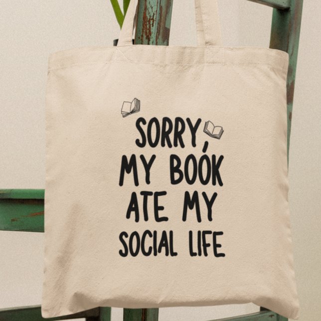 Bolsa Tote Meu livro Comeu meu Livro Divertido da Vida Social (Get yours today and wear your passion proudly!)