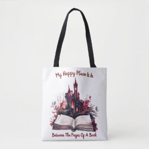 Bolsa Tote Meu Lugar Feliz Fica Entre as Páginas de um Livro
