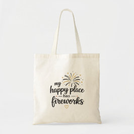 Bolsa Tote Meu Lugar Feliz Tem Fogos de Artifício