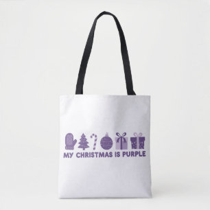 Bolsa Tote Meu Natal é Purple Holiday Xmas
