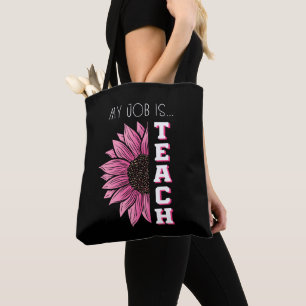 Bolsa Tote Meu Trabalho É Ensino, Retro-Engraçado Rosa Floral