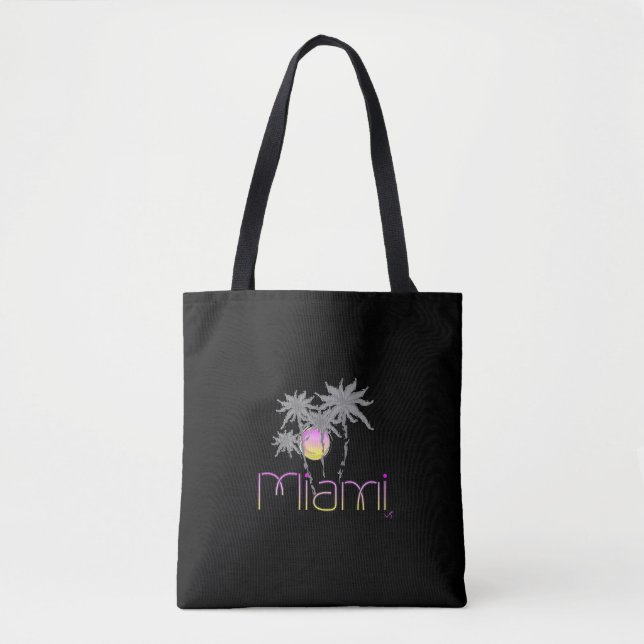Bolsa Tote Miami, Flórida, Palmas, Cinzas, Legal (Frente)