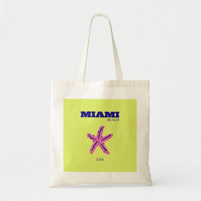Bolsa Tote Miami, Miami Beach, Viagem Art, Green (Frente)