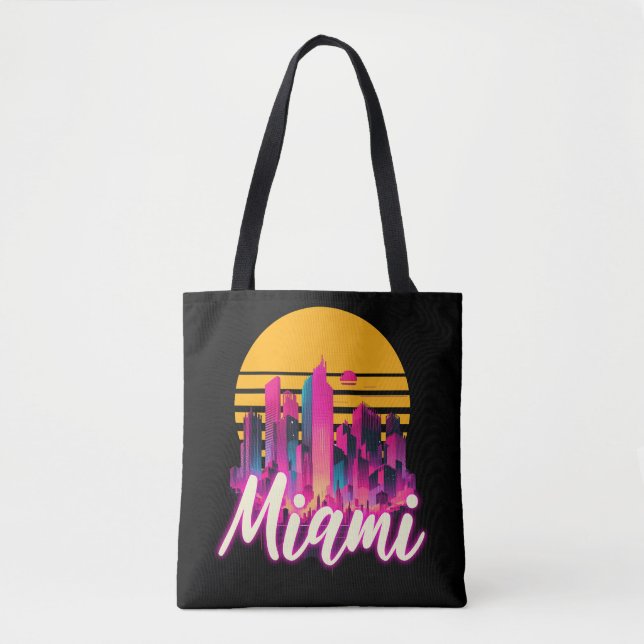 Bolsa Tote Miami no pôr do sol (Frente)