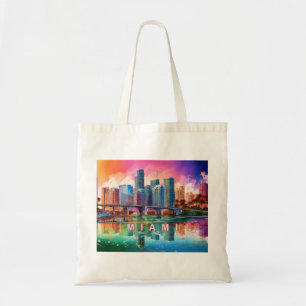 Bolsa Tote Miami Skyline Abstrato Art