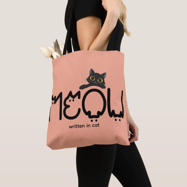 Bolsa Tote MIAU escrito por gato - mãe de gato, amante de gat (Close Up)